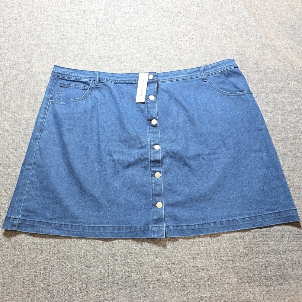 Agnes Orinda Skirt Womens Denim Buttonfly Short 4X Blue